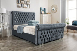 UKBEDFURNITURE Faye Steel Plush Valvet Upholstered Gas Lift Ottoman Storage Bed -  With 48 Inch Headboard - thumbnail 1