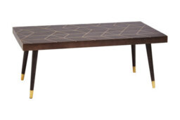 Orsina Mango Wood And Gold Finishing Coffee Table, Rectangular Coffee Table With Brass Inlay, Wooden Centre Table - thumbnail 4
