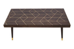 Orsina Mango Wood And Gold Finishing Coffee Table, Rectangular Coffee Table With Brass Inlay, Wooden Centre Table - thumbnail 3