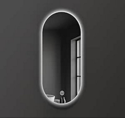 Biznest 80X50 Cm Led Oval Glam Lighted Bathroom Wall Mirror 3 Color Light Touch Switch With Fog Pad (80X50 Cm Oval Glam L8035)