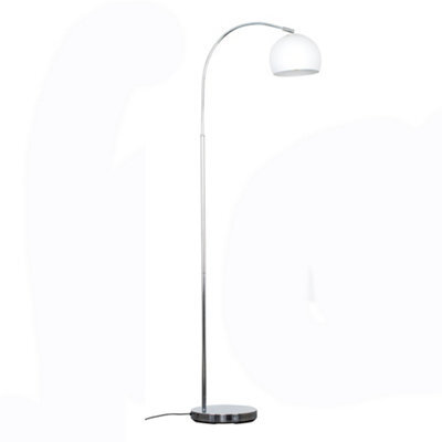 Valuelights Polished Chrome Curved Stem Floor Lamp With Gloss White Metal Dome Light Shade - image 1