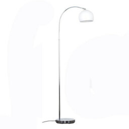 Valuelights Polished Chrome Curved Stem Floor Lamp With Gloss White Metal Dome Light Shade