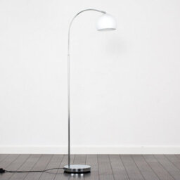 Valuelights Polished Chrome Curved Stem Floor Lamp With Gloss White Metal Dome Light Shade - thumbnail 4
