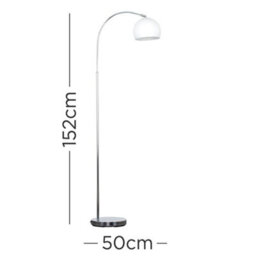 Valuelights Polished Chrome Curved Stem Floor Lamp With Gloss White Metal Dome Light Shade - thumbnail 5
