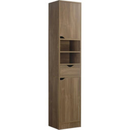 Wooden Tall Bathroom Cabinet Storage Unit Oak Finish Modern 170Cm - thumbnail 1