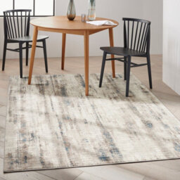 Ivory Grey Blue Abstract Pattern Bedroom & Living Room Rug -239Cm X 300Cm - thumbnail 2