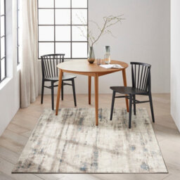 Ivory Grey Blue Abstract Pattern Bedroom & Living Room Rug -239Cm X 300Cm - thumbnail 1