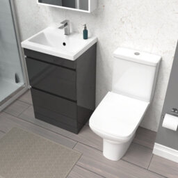 Nes Home 500mm Anthracite 2 Drawers Basin Vanity & Close Coupled Toilet Set - thumbnail 4