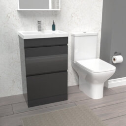 Nes Home 500mm Anthracite 2 Drawers Basin Vanity & Close Coupled Toilet Set - thumbnail 5