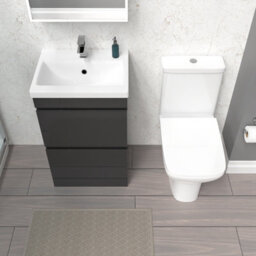 Nes Home 500mm Anthracite 2 Drawers Basin Vanity & Close Coupled Toilet Set - thumbnail 3
