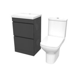 Nes Home 500mm Anthracite 2 Drawers Basin Vanity & Close Coupled Toilet Set - thumbnail 6