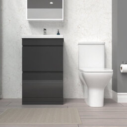 Nes Home 500mm Anthracite 2 Drawers Basin Vanity & Close Coupled Toilet Set - thumbnail 2