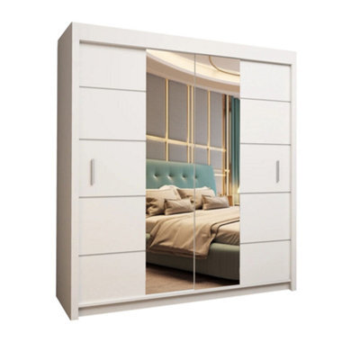 Ie Oslo Wardrobe With Rails & Shelves Sliding Door Wardrobe ( White, 150 Cm ) - image 1