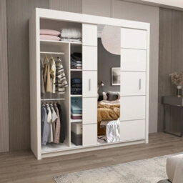 Ie Oslo Wardrobe With Rails & Shelves Sliding Door Wardrobe ( White, 150 Cm ) - thumbnail 2