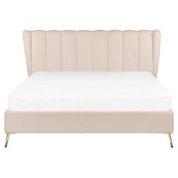 Beliani Bed Velvet Miribel 160 X 200 Cm (Eu King Size) Beige - thumbnail 4