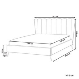 Beliani Bed Velvet Miribel 160 X 200 Cm (Eu King Size) Beige - thumbnail 3