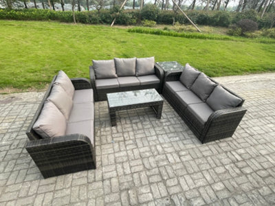 Fimous Outdoor Lounge Sofa Set Rattan Garden Furniture Set With Rectangular Coffee Table Side Table 3 Seater Sofa - image 1