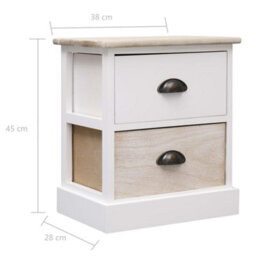 Vidaxl Nightstands 2 Pcs White And Natural 38X28X45 Cm Paulownia Wood - thumbnail 7
