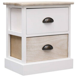Vidaxl Nightstands 2 Pcs White And Natural 38X28X45 Cm Paulownia Wood - thumbnail 2
