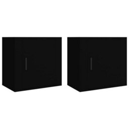 Berkfield Wall-Mounted Bedside Cabinets 2 Pcs Black 50X30X47 Cm - thumbnail 2