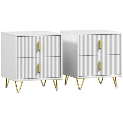 Wyld Haus Nehana Set Of 2 White And Gold 2-Drawer Bedside Chests, 40W X 47H X 40D Cm - image 1