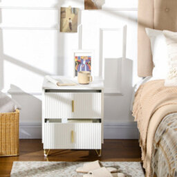 Wyld Haus Nehana Set Of 2 White And Gold 2-Drawer Bedside Chests, 40W X 47H X 40D Cm - thumbnail 7
