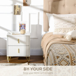 Wyld Haus Nehana Set Of 2 White And Gold 2-Drawer Bedside Chests, 40W X 47H X 40D Cm - thumbnail 4