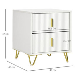 Wyld Haus Nehana Set Of 2 White And Gold 2-Drawer Bedside Chests, 40W X 47H X 40D Cm - thumbnail 3
