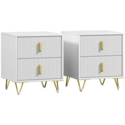 Wyld Haus Nehana Set Of 2 White And Gold 2-Drawer Bedside Chests, 40W X 47H X 40D Cm - thumbnail 1