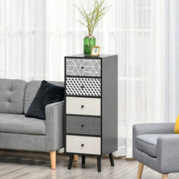 Chest Of Drawers 5 Tall Slim Dresser Storage Cabinet Bedroom - thumbnail 3