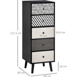 Chest Of Drawers 5 Tall Slim Dresser Storage Cabinet Bedroom - thumbnail 2