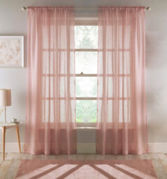 "Tyrone Textiles Eden Blush 100% Recycled Plain Voile Panel - Pair 140 X 137 Cm (55X54"")"