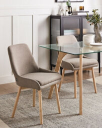 Beliani Set Of 2 Dining Chairs Melfort Fabric Brown - thumbnail 2