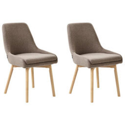 Beliani Set Of 2 Dining Chairs Melfort Fabric Brown