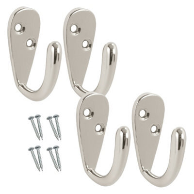Sisi UK Silver Single Robe Hat And Coat Hooks Pack Of 4 Wall Mounted Metal Towel Dress And Bag Hangers For Bathroom Bedroom - image 1