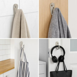 Sisi UK Silver Single Robe Hat And Coat Hooks Pack Of 4 Wall Mounted Metal Towel Dress And Bag Hangers For Bathroom Bedroom - thumbnail 3