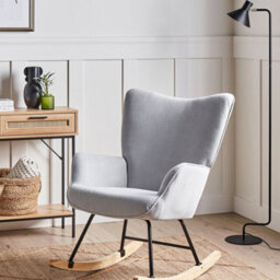 Wyld And Coco Aurora Rocking Armchair In Light Blue, Jumbo Corduroy Upholstery - W71 X D83 X H104Cm - thumbnail 2