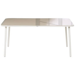 Beliani Garden Dining Table Caravino 160 Cm 90 Cm Metal Light Beige - thumbnail 4