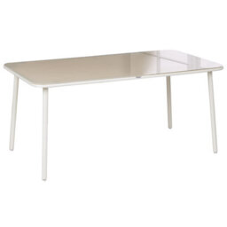 Beliani Garden Dining Table Caravino 160 Cm 90 Cm Metal Light Beige