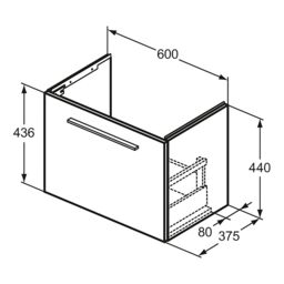 Ideal Standard I.life S Compact Matt Carbon Grey Wood Effect Wall-Mounted Bathroom Vanity Unit (H) 440mm (W) 600mm - thumbnail 6
