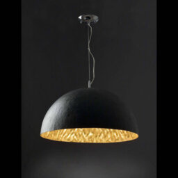 Luminosa Lighting Luminosa Magma 3 Light Dome Ceiling Pendant Black, Gold, E27 - thumbnail 2