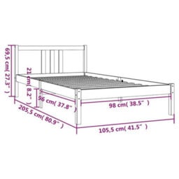Berkfield Bed Frame Honey Brown Solid Wood 100X200 Cm - thumbnail 9