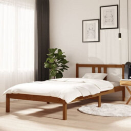 Berkfield Bed Frame Honey Brown Solid Wood 100X200 Cm - thumbnail 1