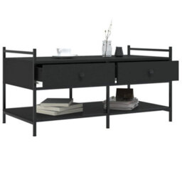 Berkfield Stylish Coffee Table Black 99X50X50 Cm Engineered Wood - thumbnail 4