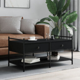 Berkfield Stylish Coffee Table Black 99X50X50 Cm Engineered Wood - thumbnail 2