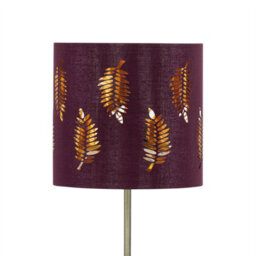 First Choice Lighting Antique Brass Stick Table Lamp With Burgundy Fern Cut Out Shade - thumbnail 2
