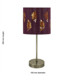 First Choice Lighting Antique Brass Stick Table Lamp With Burgundy Fern Cut Out Shade - thumbnail 5