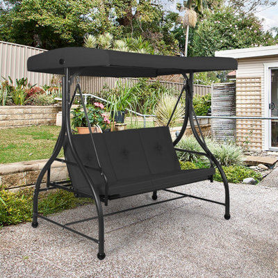Costway Garden Patio Swing Chair 3 Seater Hammock Bench Convertible Canopy Cushion Seats - image 1