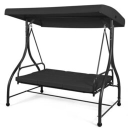 Costway Garden Patio Swing Chair 3 Seater Hammock Bench Convertible Canopy Cushion Seats - thumbnail 2