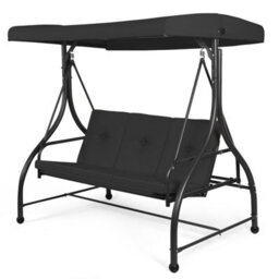 Costway Garden Patio Swing Chair 3 Seater Hammock Bench Convertible Canopy Cushion Seats - thumbnail 7